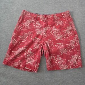 Polo Ralph Lauren Relaxed Fit Red Koi Fish Dragon Print Cotton Shorts Mens 36